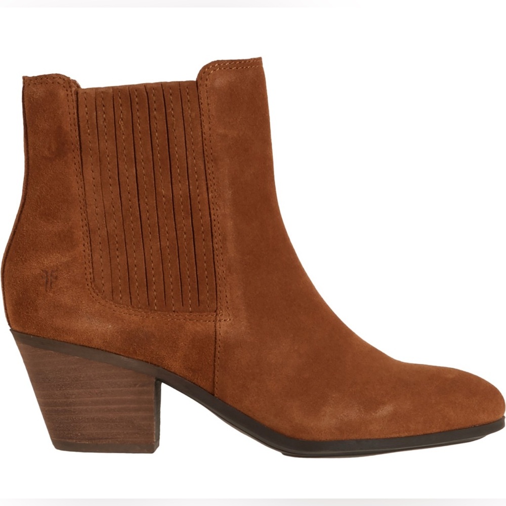 Frye Sandra Chelsea Suede Ankle Block Heel Boot Size 8.5 New